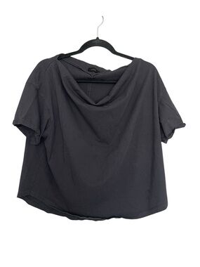 nuuds Black Short Sleeve Cowl Neck Tee